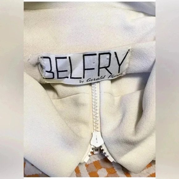 Vintage 60/70’s BELFRY GERALD PIERCE orange White Mod Zipper S/s Dress Medium? - Picture 3 of 6